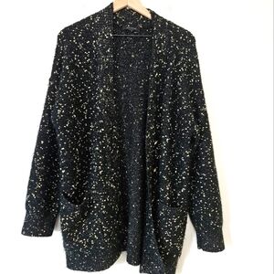 Ann Taylor black gold spackles chunky cardigan sweater size XL NO SIZE TAG